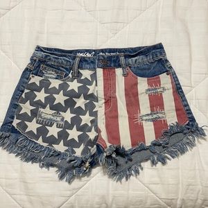 American flag jean shorts